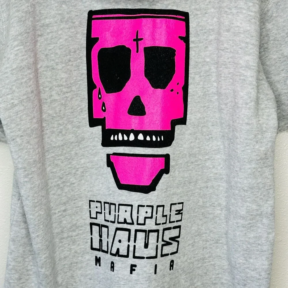 Purple Haus Machine Cut Short Sleeve Kangaroo Pouch Hoodie Pullover Sweater 2XL - Picture 8 of 14